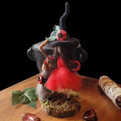 Little Sister Small Needle Felted Witch Decoration