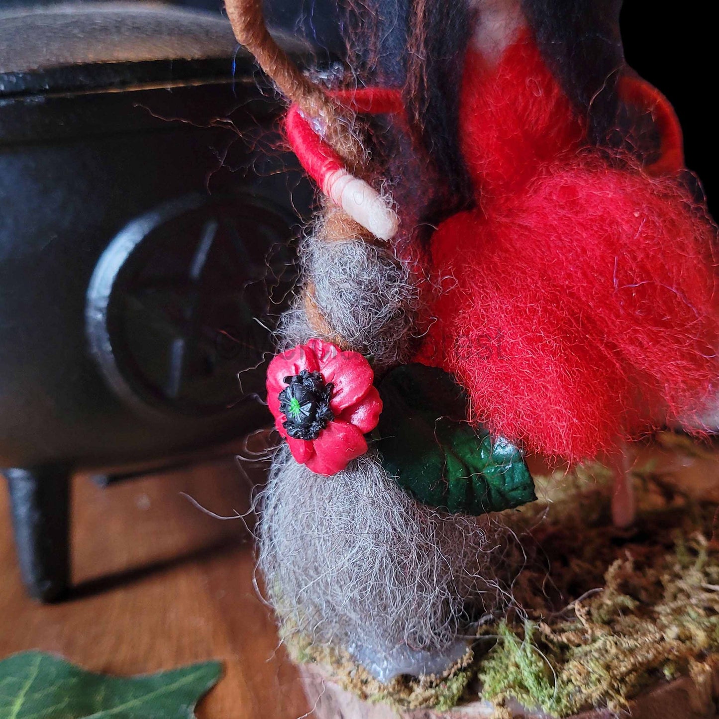 Little Sister Small Needle Felted Witch Decoration