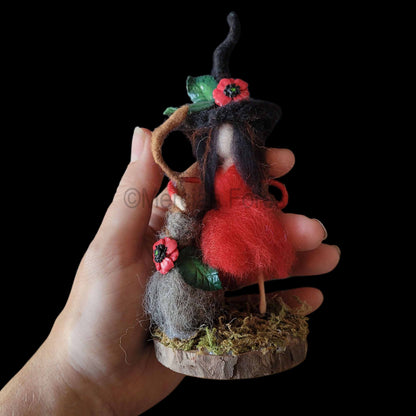 Little Sister Small Needle Felted Witch Decoration