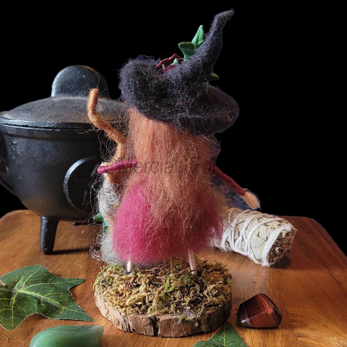 Little Sister Small Needle Felted Witch Decoration