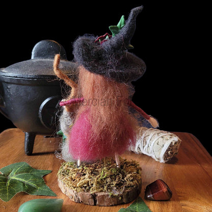 Little Sister Small Needle Felted Witch Decoration