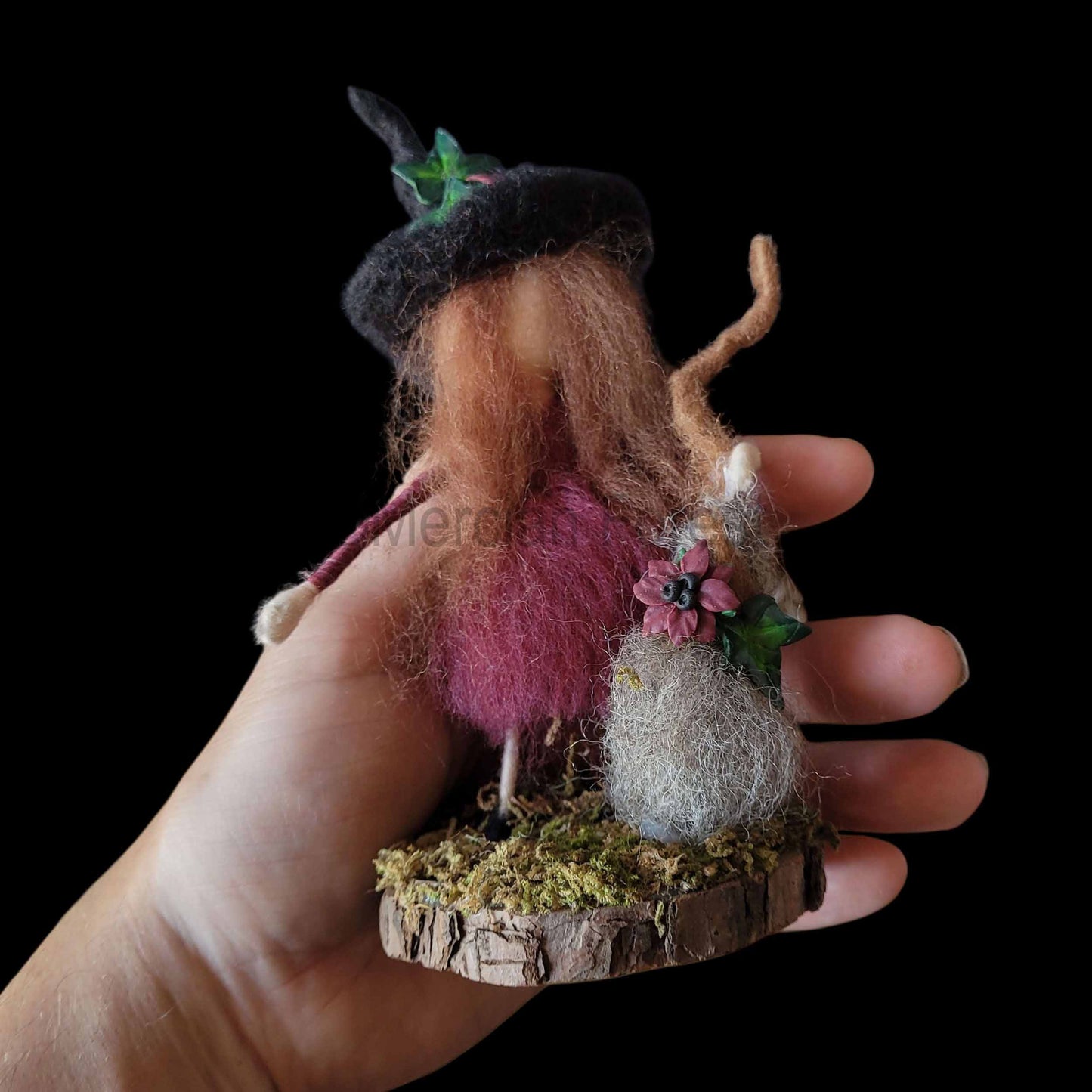 Little Sister Small Needle Felted Witch Decoration