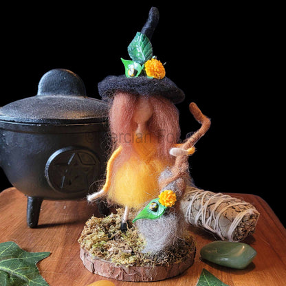 Little Sister Small Needle Felted Witch Decoration Ready Made