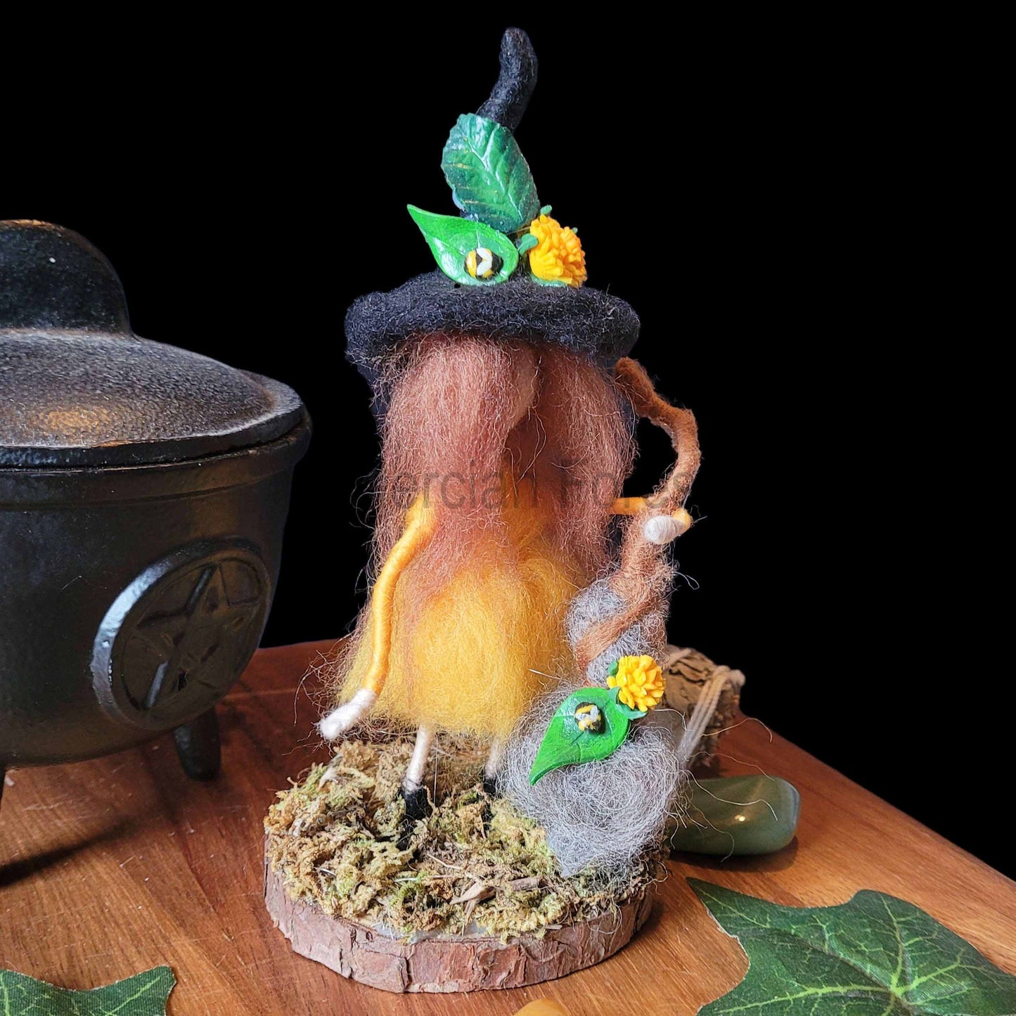 Little Sister Small Needle Felted Witch Decoration Ready Made