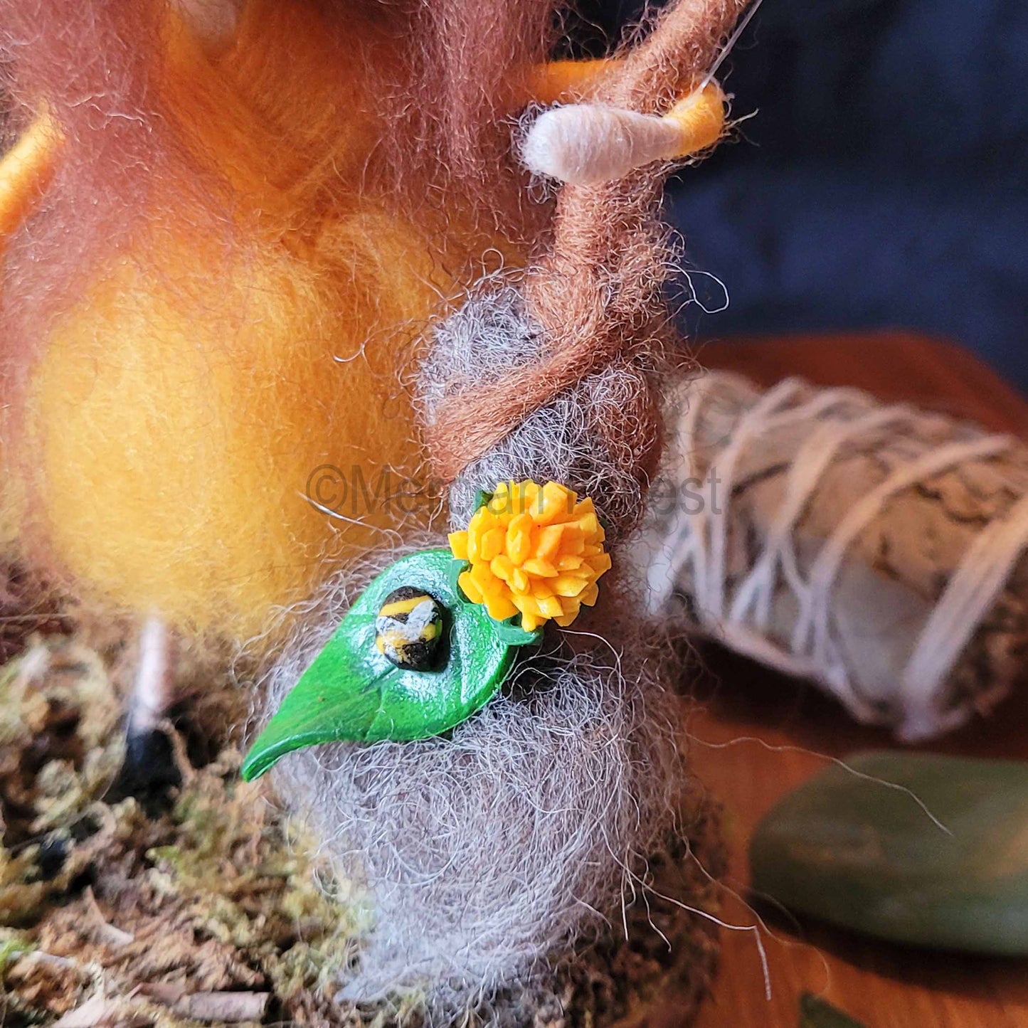 Little Sister Small Needle Felted Witch Decoration Ready Made