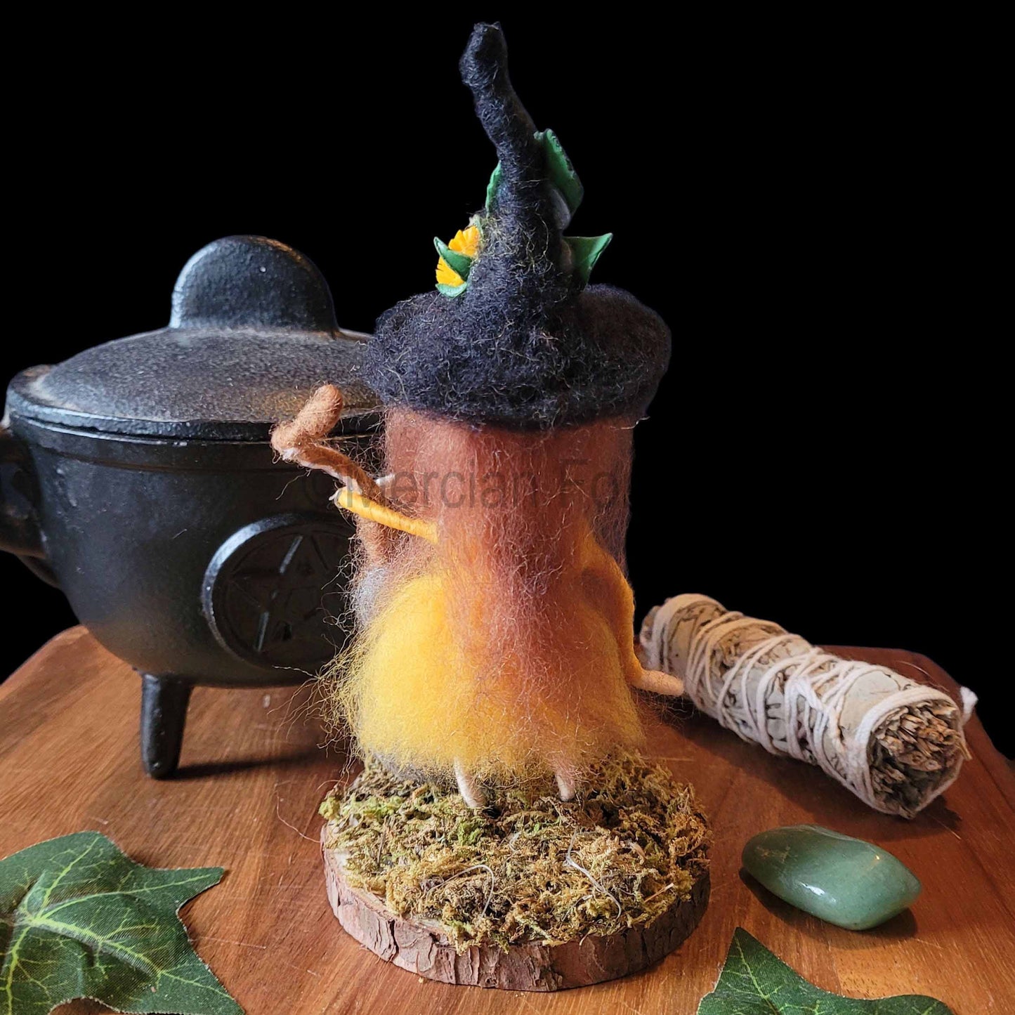 Little Sister Small Needle Felted Witch Decoration Ready Made