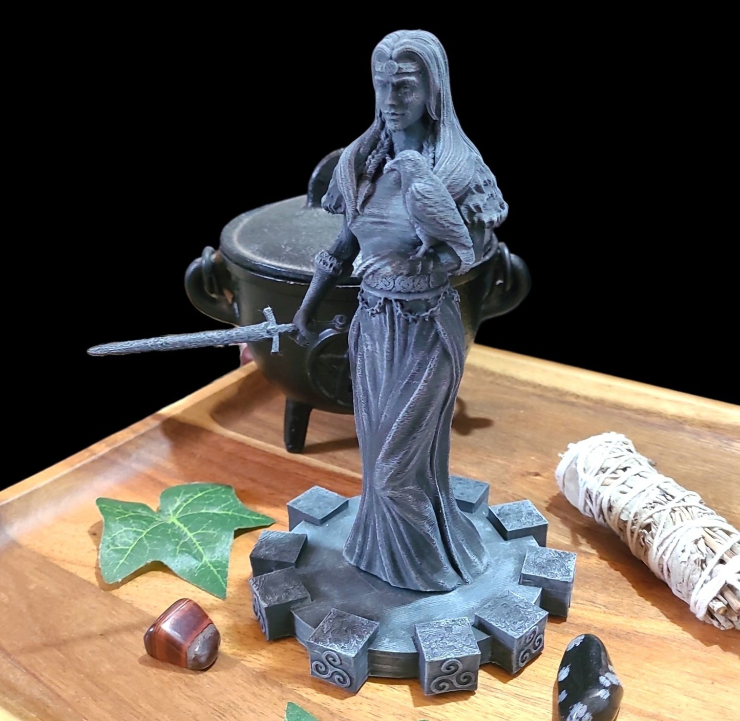 Morrigan Goddess Statue Figurine in Stone Effect