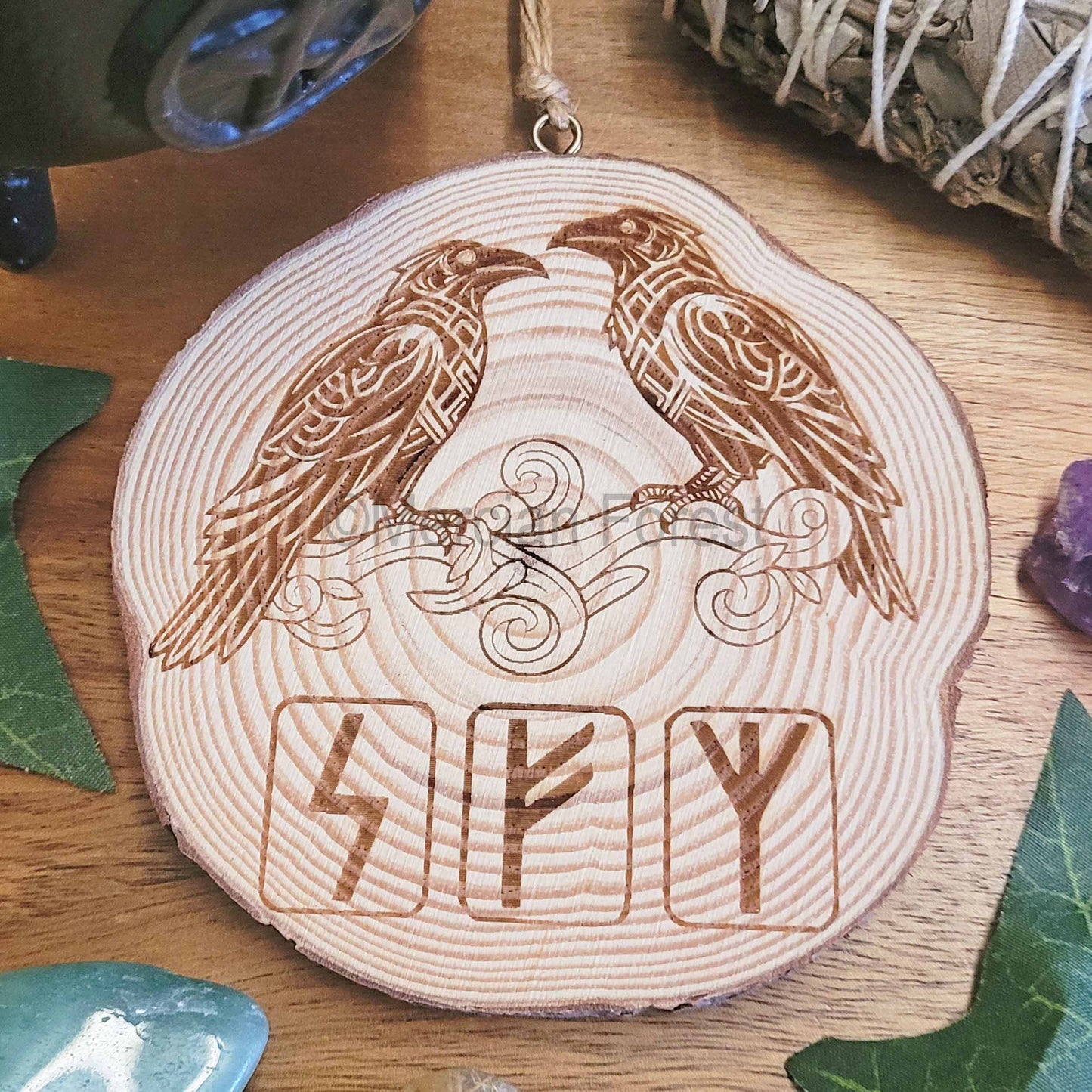 Huggin and Muninn Wooden Wall Hanging