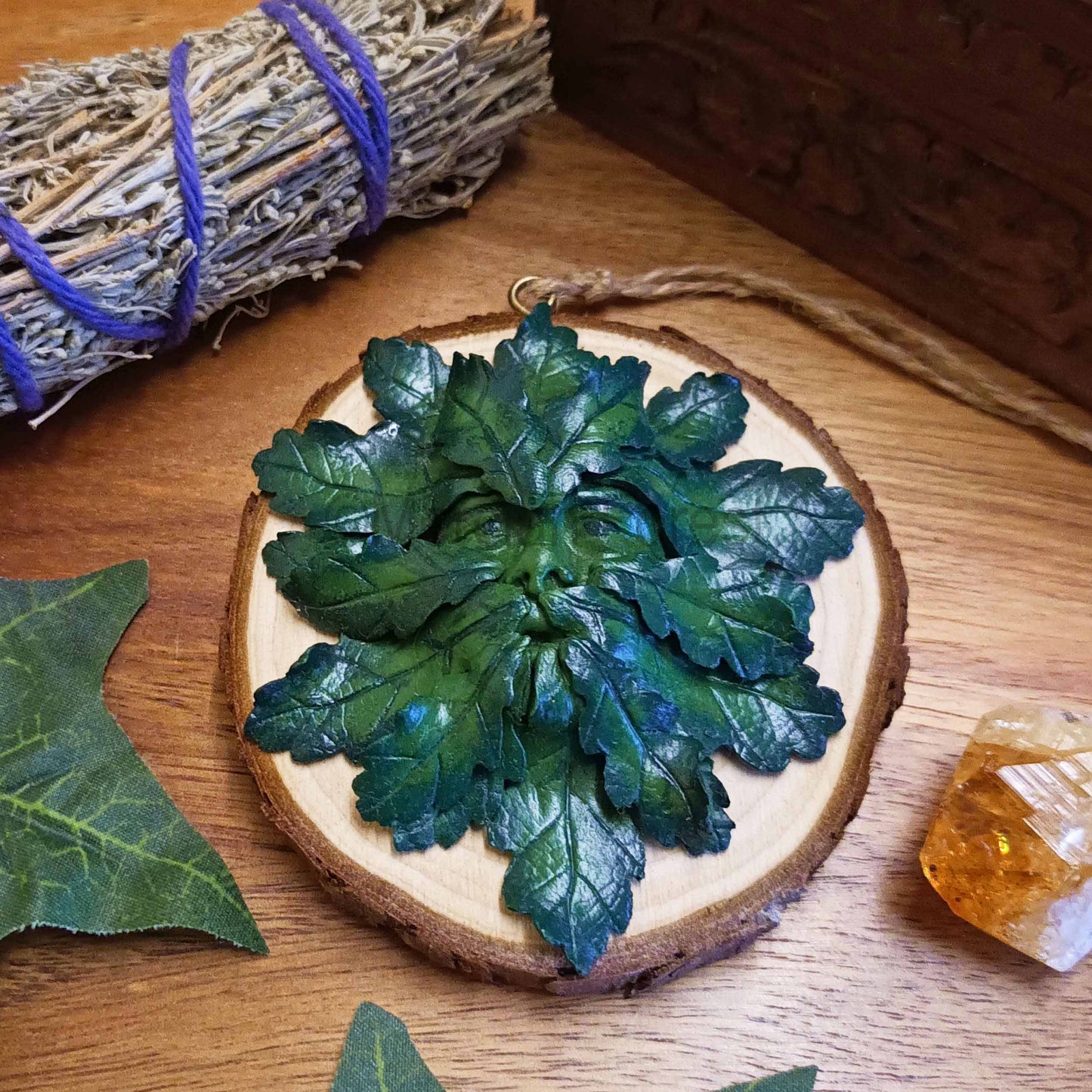 Oak King Greenman Altar Wall Hanging