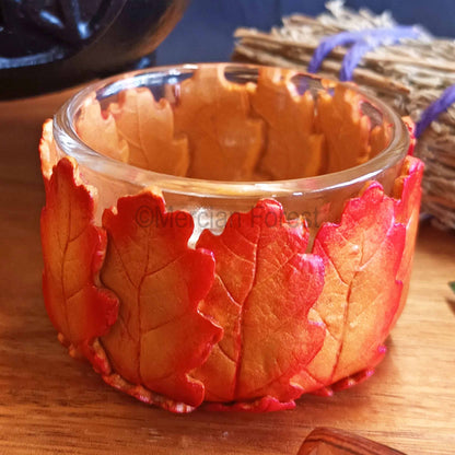 Oak Leaf Altar Candle Tealight Holder in Autumnal Colours