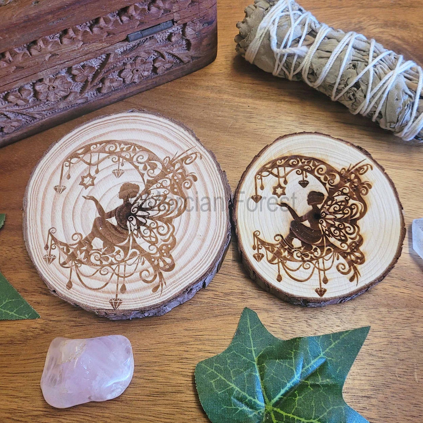 Faery Moon Wooden Altar Tile