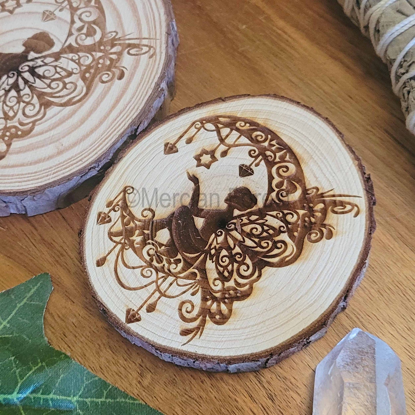 Faery Moon Wooden Altar Tile