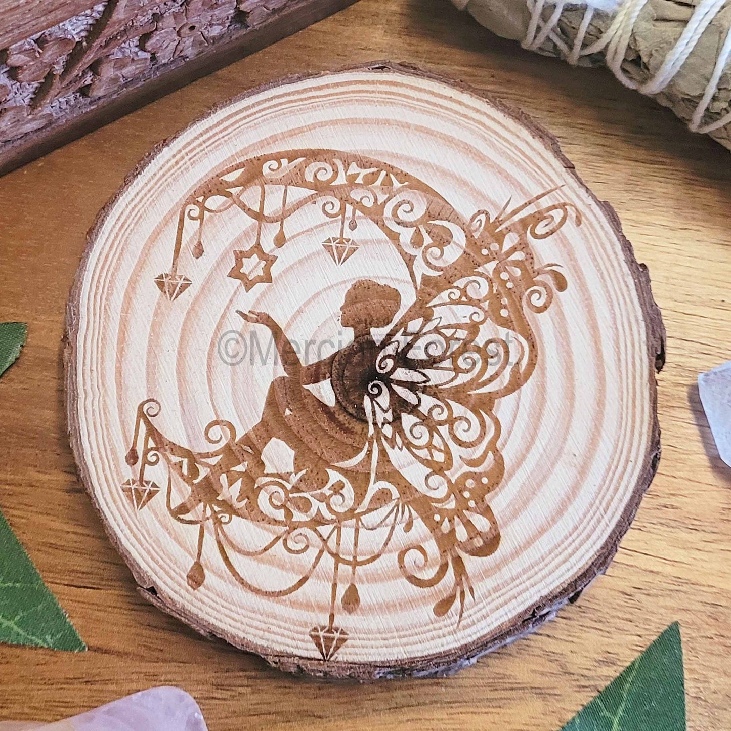 Faery Moon Wooden Altar Tile