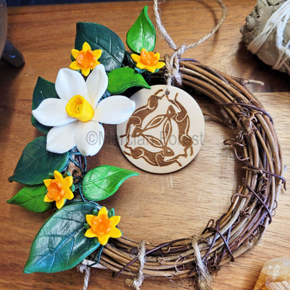 Ostara Wreath Wall Hanging with Witch Bells