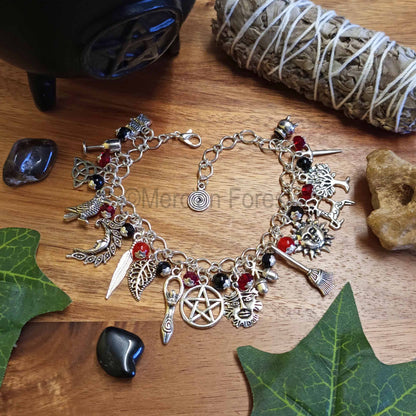 Pagan Ways Charm Bracelet in Gothic Tones