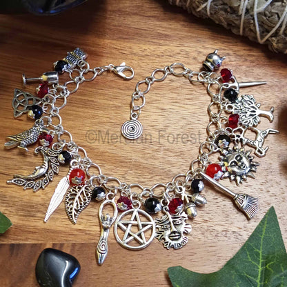 Pagan Ways Charm Bracelet in Gothic Tones