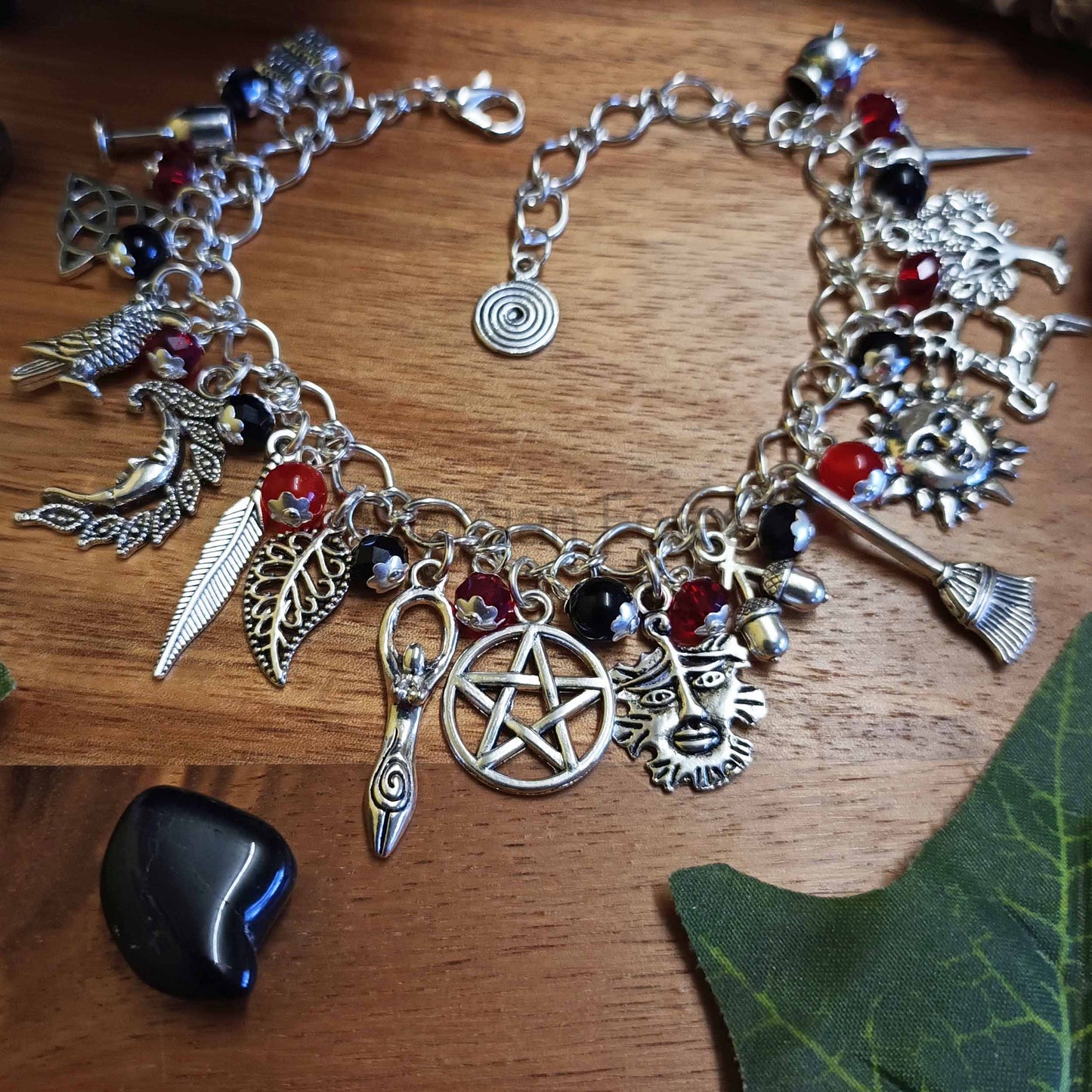 Pagan Ways Charm Bracelet in Gothic Tones