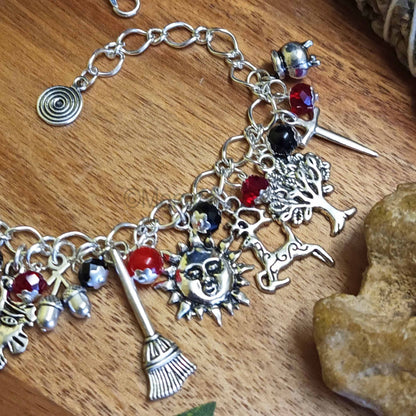 Pagan Ways Charm Bracelet in Gothic Tones