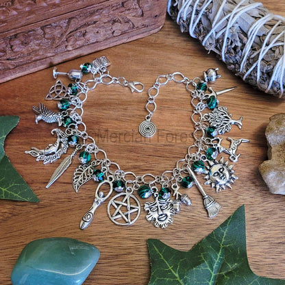 Pagan Ways Charm Bracelet with Malachite