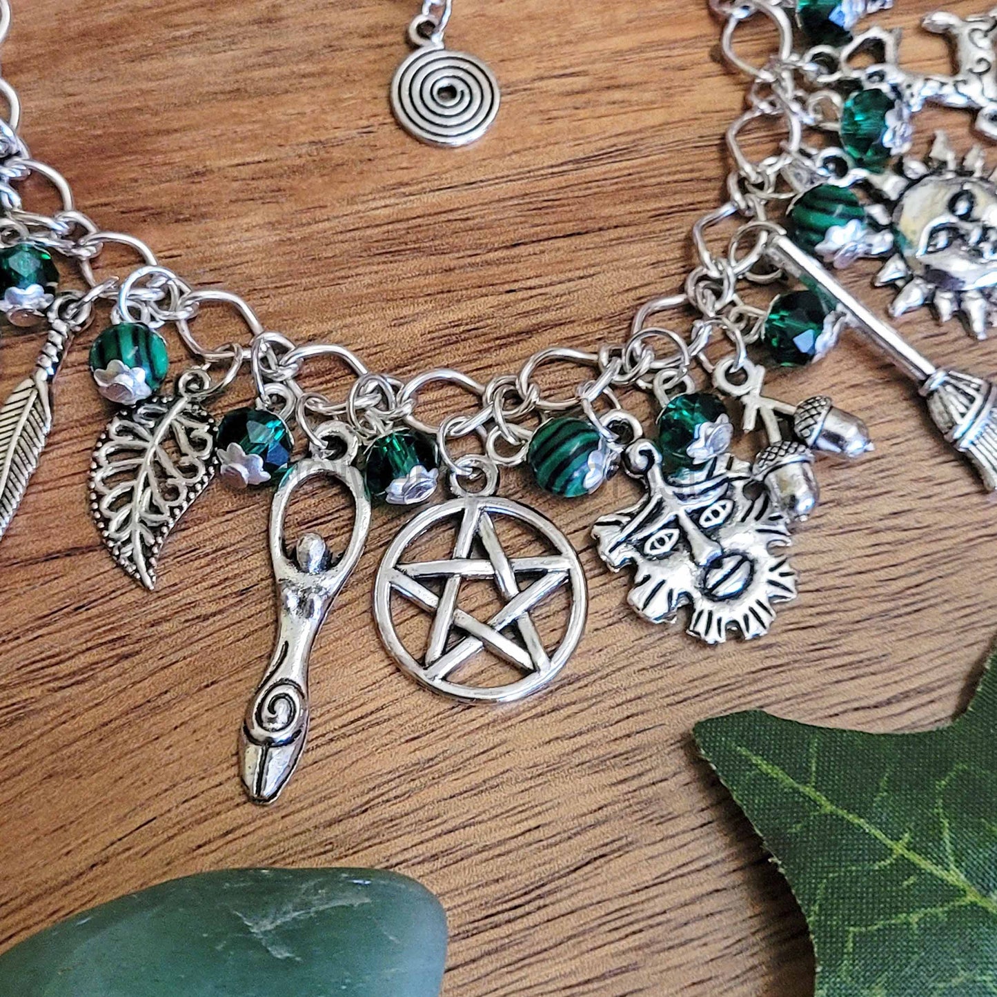 Pagan Ways Charm Bracelet with Malachite