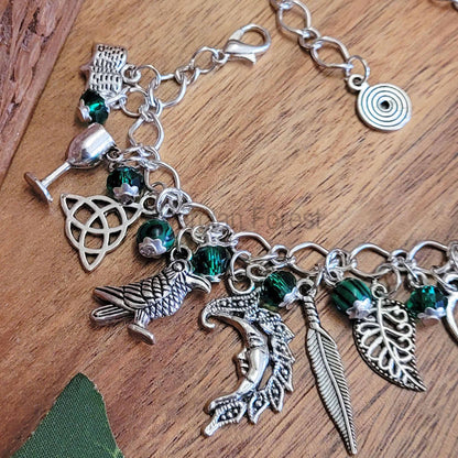 Pagan Ways Charm Bracelet with Malachite