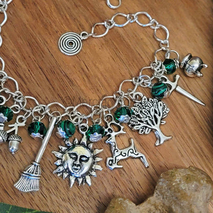 Pagan Ways Charm Bracelet with Malachite