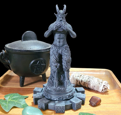 Pan Horned God Statue Figurine in Stone Effect