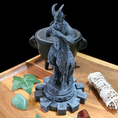 Pan Horned God Statue Figurine in Stone Effect