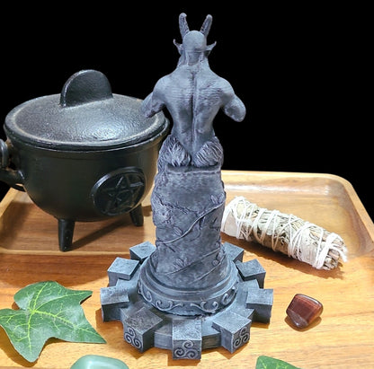 Pan Horned God Statue Figurine in Stone Effect