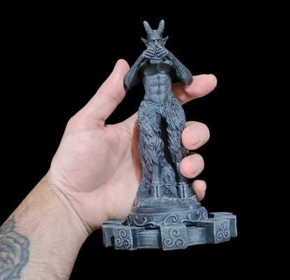 Pan Horned God Statue Figurine in Stone Effect
