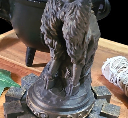 Pan Horned God Statue Figurine in Bronze Tone