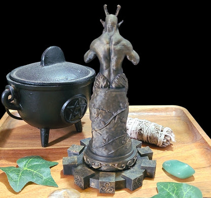 Pan Horned God Statue Figurine in Bronze Tone