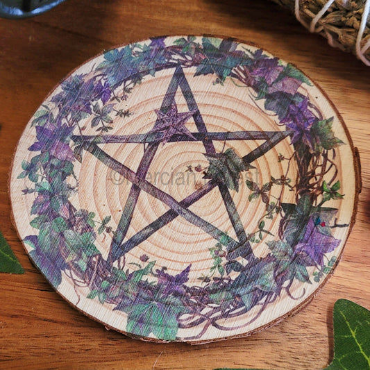 Floral Pentacle Pentagram Altar Tile Decoration