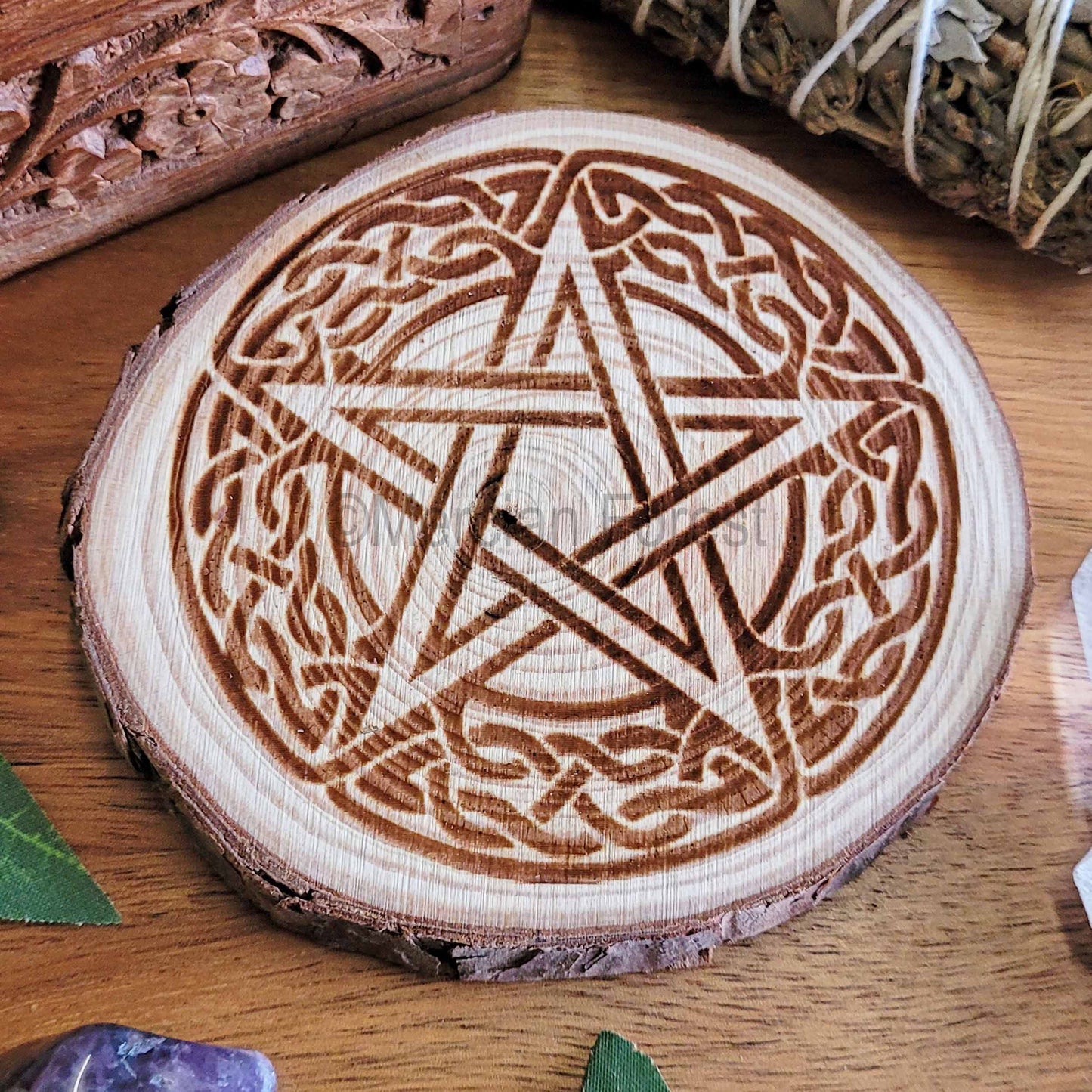 Pentacle Wooden Altar Tile