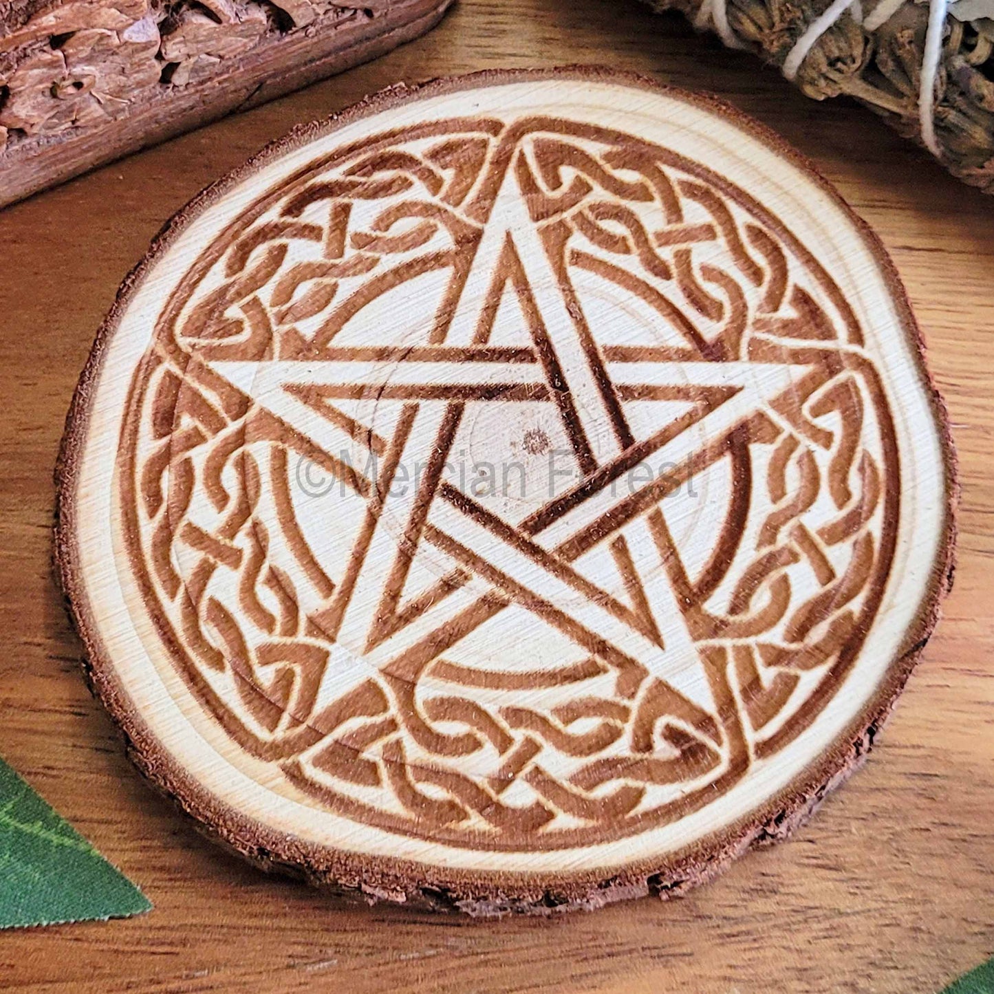 Pentacle Wooden Altar Tile