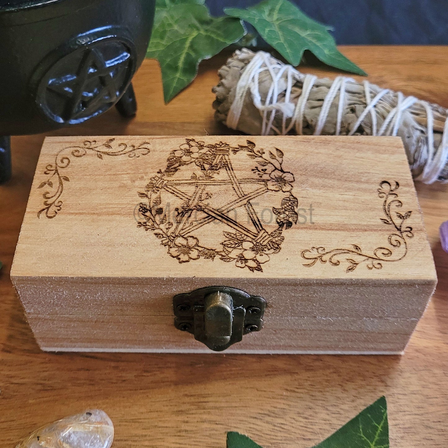 Floral Pentacle Box 11.5 x 5.5 x 4.5