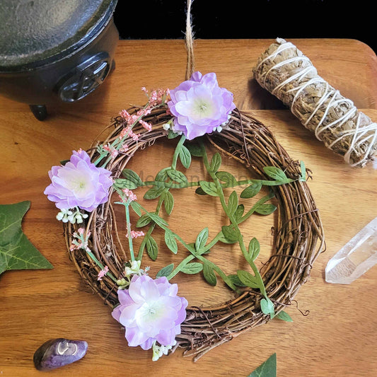 Lilac Floral Pentacle Wreath Medium