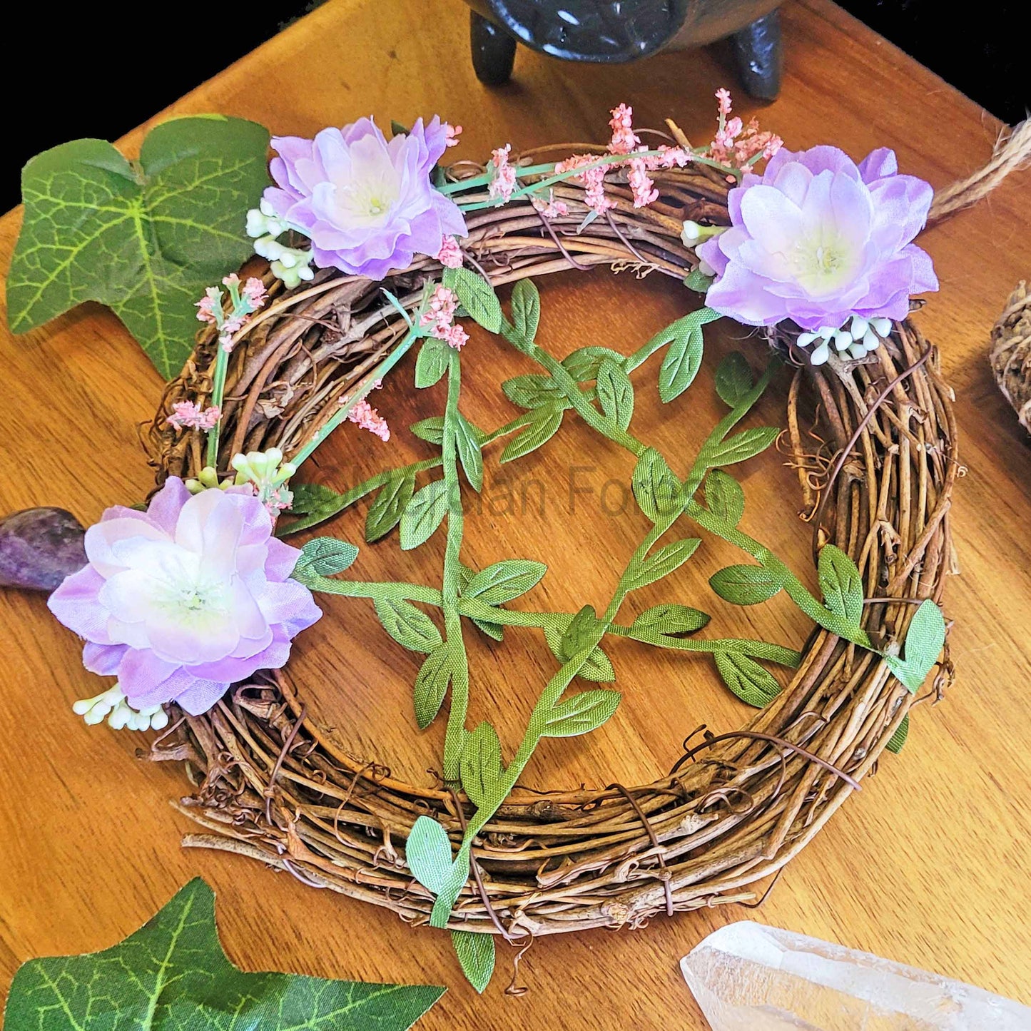 Lilac Floral Pentacle Wreath Medium