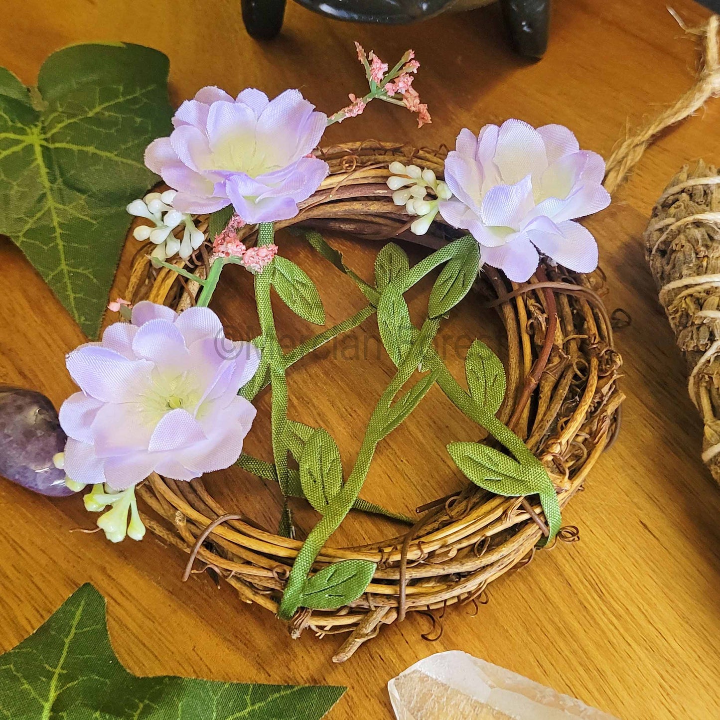 Lilac Floral Pentacle Wreath Small