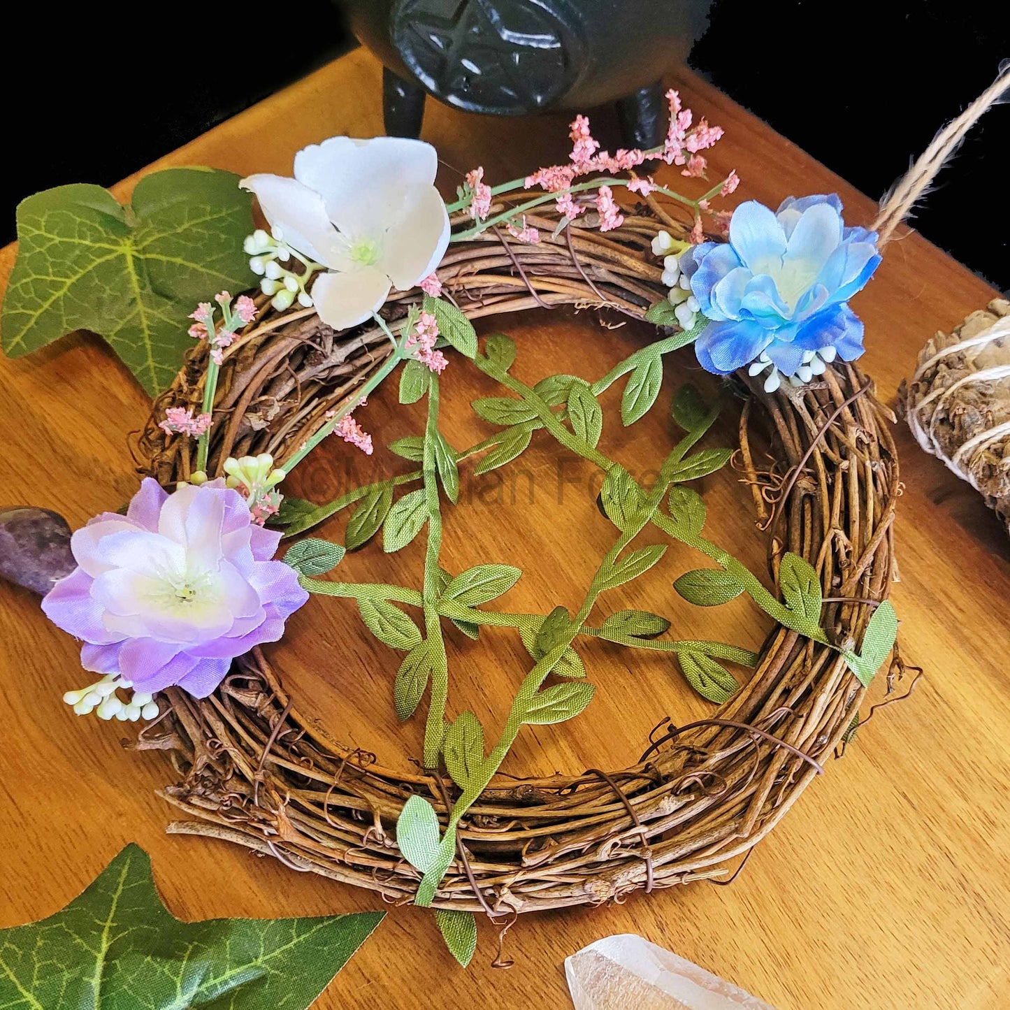 Floral Colour Mix Pentacle Wreath Medium