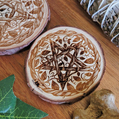 Pentacle Wooden Altar Tile