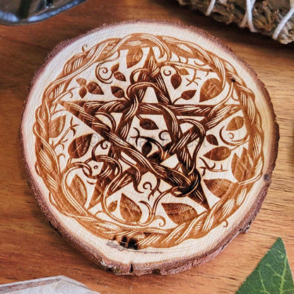 Pentacle Wooden Altar Tile