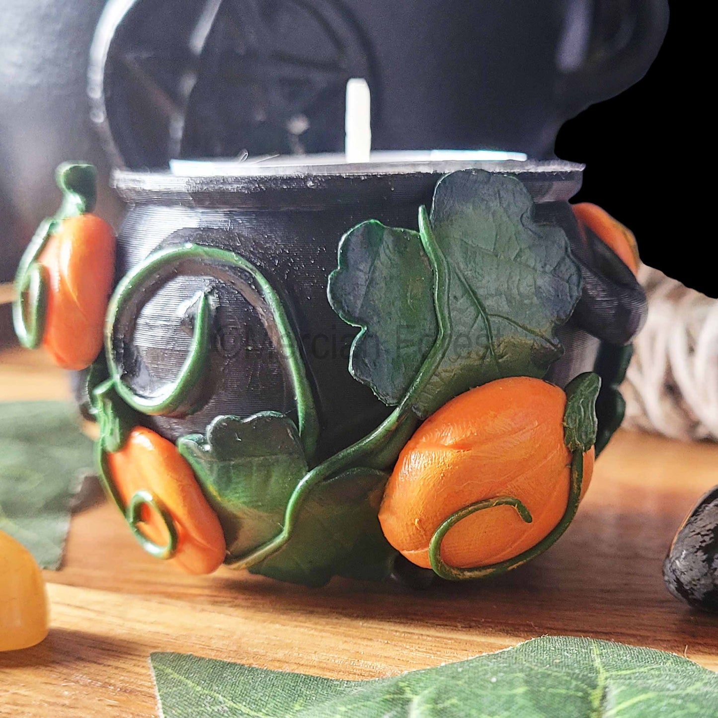 Cauldron Candle Holder, Samhain Tealight Holder, Pagan Decoration, Halloween Decoration
