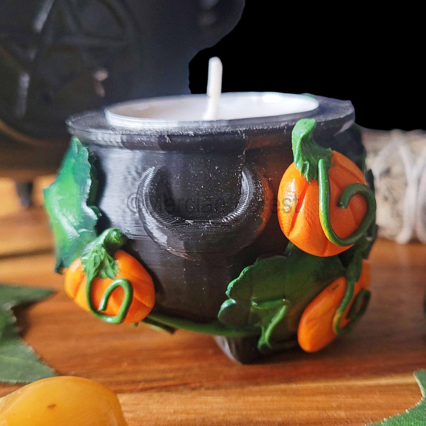 Cauldron Candle Holder, Samhain Tealight Holder, Pagan Decoration, Halloween Decoration