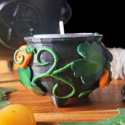 Cauldron Candle Holder, Samhain Tealight Holder, Pagan Decoration, Halloween Decoration