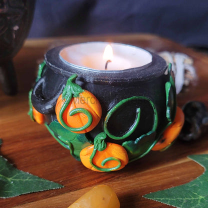 Cauldron Candle Holder, Samhain Tealight Holder, Pagan Decoration, Halloween Decoration