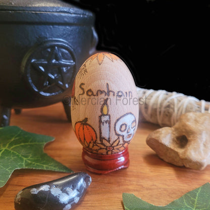 Samhain Wooden Egg Decoration