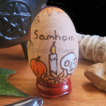 Samhain Wooden Egg Decoration