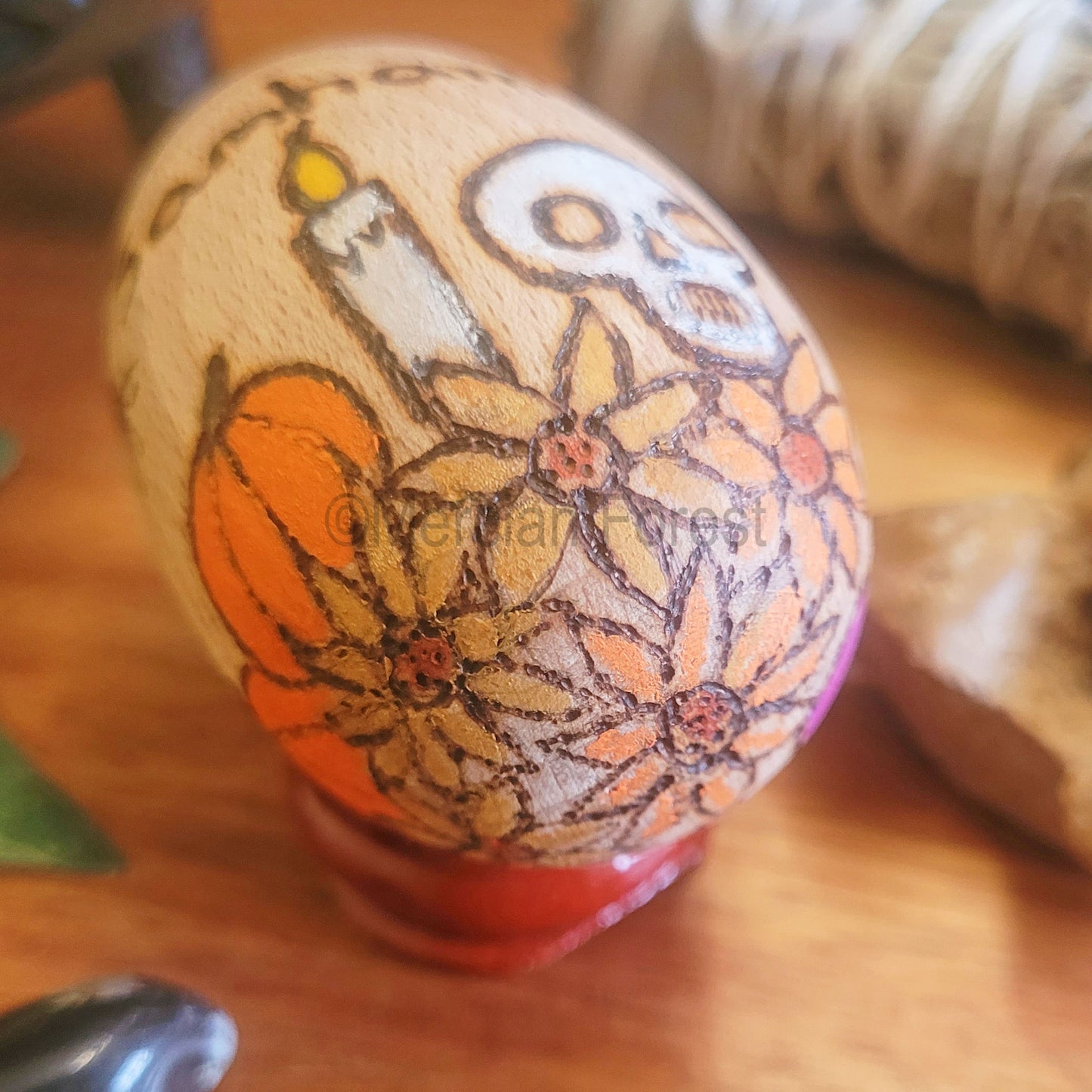 Samhain Wooden Egg Decoration