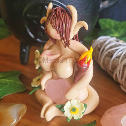 Elen of The Ways Sitting Goddess Figurine with Primrose Flowers